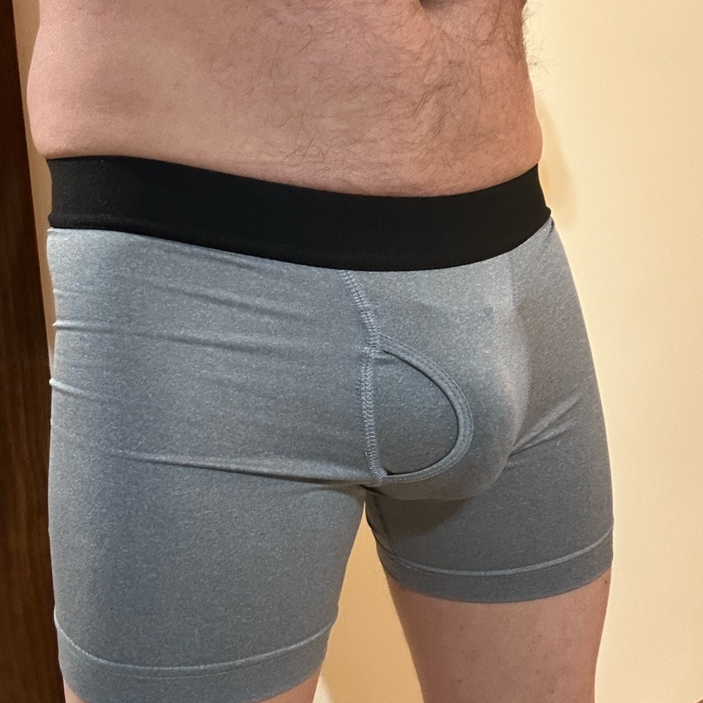 Athletic Works Gray and Black Boxer Briefs with Elastic Waistband
